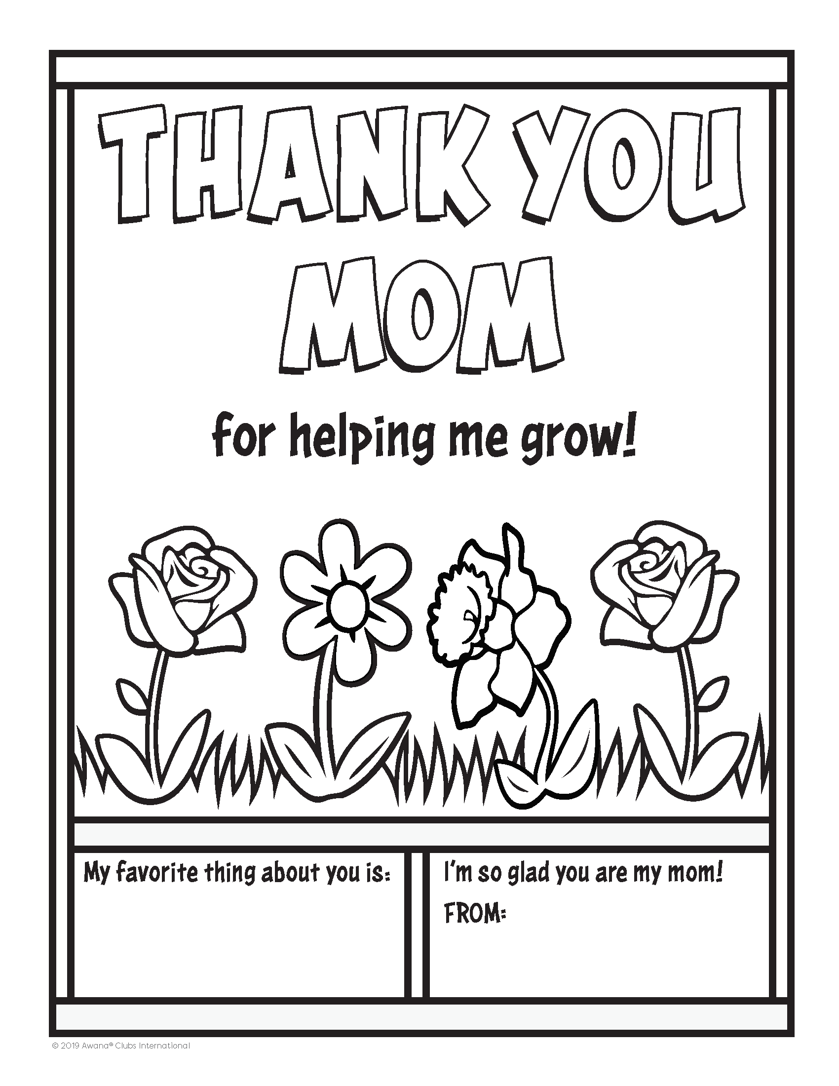 Thank You Mom Coloring Sheet