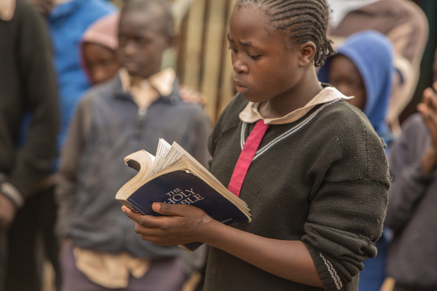 Girl reading bible